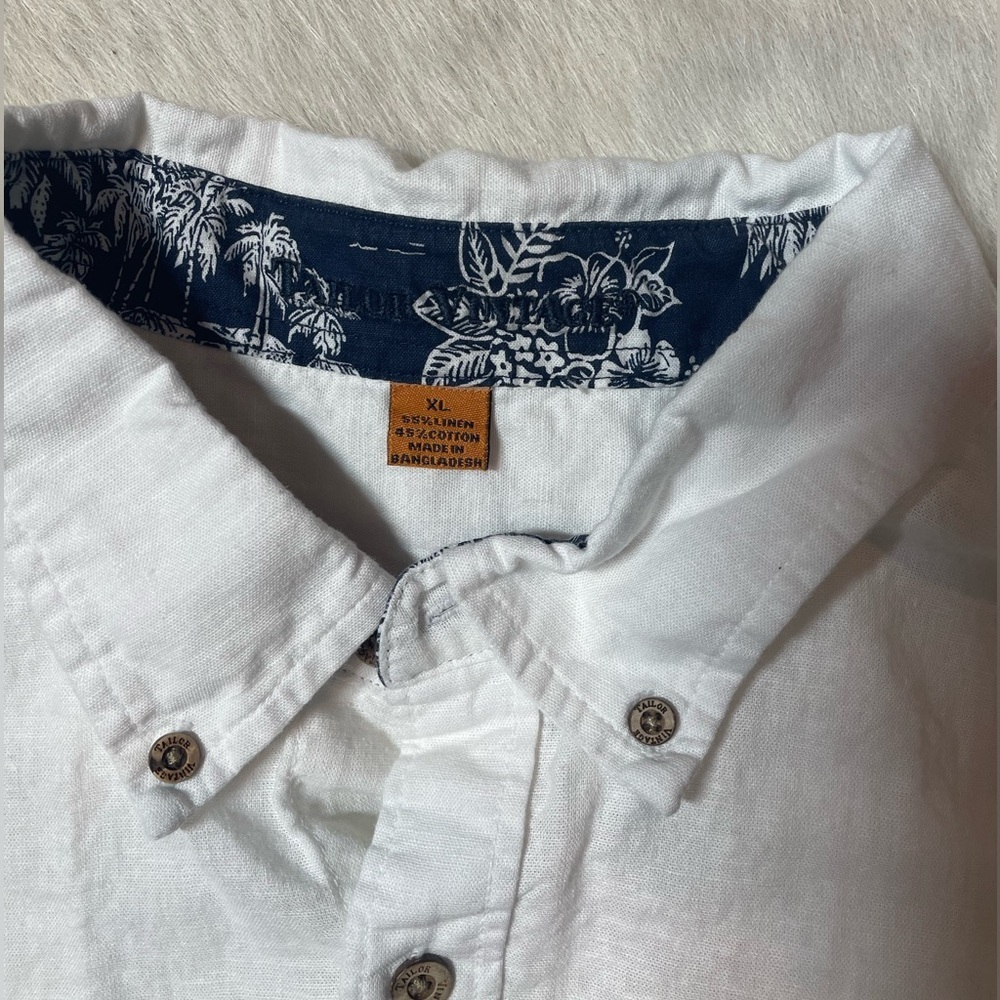 Tailor Vintage Linen coastal boho resortwear Button down short sleeved shirt - Picture 7 of 11